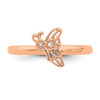 Lex & Lu Sterling Silver Stackable Expressions Pink-plated Butterfly w/Diamond Ring LAL8252- 4 - Lex & Lu