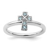 Lex & Lu Sterling Silver Stackable Expressions Rhodium Aquamarine Cross Ring LAL8276 - Lex & Lu