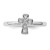 Lex & Lu Sterling Silver Stackable Expressions Rhodium White Topaz Cross Ring LAL8282- 4 - Lex & Lu