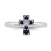 Lex & Lu Sterling Silver Stackable Expressions Rhodium Created Sapphire Cross Ring LAL8312- 4 - Lex & Lu