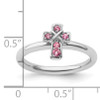 Lex & Lu Sterling Silver Stackable Expressions Rhodium Pink Tourmaline Cross Ring LAL8318- 5 - Lex & Lu