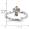Lex & Lu Sterling Silver Stackable Expressions Rhodium Citrine Cross Ring LAL8330- 5 - Lex & Lu
