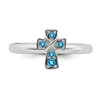 Lex & Lu Sterling Silver Stackable Expressions Rhodium Blue Topaz Cross Ring LAL8336- 4 - Lex & Lu