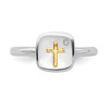 Lex & Lu Sterling Silver w/14k Gold Cross Stackable Expressions Diamond Ring LAL8414- 4 - Lex & Lu