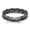 Lex & Lu Sterling Silver Stackable Expressions Black-plated Carved Band Ring LAL8510 - Lex & Lu