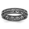 Lex & Lu Sterling Silver Stackable Expressions Black-plated Carved Band Ring LAL8534 - Lex & Lu