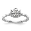 Lex & Lu Sterling Silver Stackable Expressions Polished Diamond Angel w/halo Ring LAL8929 - Lex & Lu