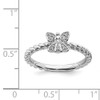 Lex & Lu Sterling Silver Stackable Expressions Polished Diamond Angel Ring LAL8935- 5 - Lex & Lu