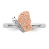 Lex & Lu Sterling Silver/Rose G/P Stackable Expressions Diamond Butterfly Ring LAL9073- 4 - Lex & Lu