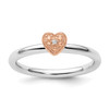 Lex & Lu Sterling Silver/Rose G/P Stackable Expressions Diamond Heart Ring LAL9079 - Lex & Lu