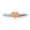 Lex & Lu Sterling Silver/Rose G/P Stackable Expressions Diamond Heart Ring LAL9079- 4 - Lex & Lu