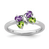 Lex & Lu Sterling Silver Stackable Expressions Amethyst & Peridot Butterfly Ring LAL9955 - Lex & Lu