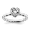 Lex & Lu Sterling Silver Stackable Expressions Heart Diamond Ring LAL9973 - Lex & Lu