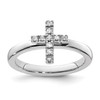 Lex & Lu Sterling Silver Stackable Expressions Cross Diamond Ring LAL9991 - Lex & Lu