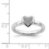 Lex & Lu Sterling Silver Stackable Expressions Heart Diamond Ring LAL10015- 5 - Lex & Lu