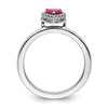 Lex & Lu Sterling Silver Stackable Expressions Cr. Ruby Heart Diamond Ring LAL10045- 2 - Lex & Lu