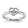 Lex & Lu Sterling Silver Stackable Expressions Heart Diamond Ring LAL10051 - Lex & Lu