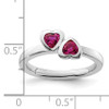 Lex & Lu Sterling Silver Stackable Expressions Cr. Ruby Double Heart Ring LAL10405- 5 - Lex & Lu