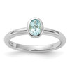 Lex & Lu Sterling Silver Stackable Expressions Oval Aquamarine Ring LAL10597 - Lex & Lu