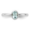 Lex & Lu Sterling Silver Stackable Expressions Oval Aquamarine Ring LAL10597- 4 - Lex & Lu