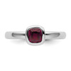 Lex & Lu Sterling Silver Stackable Expressions Cushion Cut Rhodolite Garnet Ring LAL10687- 4 - Lex & Lu