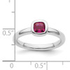 Lex & Lu Sterling Silver Stackable Expressions Cushion Cut Created Ruby Ring LAL10693- 5 - Lex & Lu
