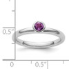 Lex & Lu Sterling Silver Stackable Expressions High 4mm Round Amethyst Ring LAL10735- 5 - Lex & Lu