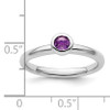 Lex & Lu Sterling Silver Stackable Expressions Low 4mm Round Amethyst Ring LAL10963- 5 - Lex & Lu