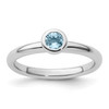 Lex & Lu Sterling Silver Stackable Expressions Low 4mm Round Aquamarine Ring LAL10969 - Lex & Lu