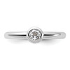 Lex & Lu Sterling Silver Stackable Expressions Low 4mm Round White Topaz Ring LAL10975- 4 - Lex & Lu