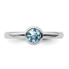 Lex & Lu Sterling Silver Stackable Expressions Low 5mm Round Aquamarine Ring LAL11041- 4 - Lex & Lu