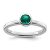 Lex & Lu Sterling Silver Stackable Expressions Low 5mm Round Cr. Emerald Ring LAL11053 - Lex & Lu