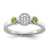 Lex & Lu Sterling Silver Stackable Expressions Dbl Round Peridot & Dia. Ring LAL11143 - Lex & Lu