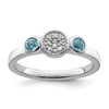 Lex & Lu Sterling Silver Stackable Expressions Dbl Round Blue Topaz & Dia. Ring LAL11167 - Lex & Lu