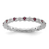 Lex & Lu Sterling Silver Stackable Expressions Rhod. Garnet & Diamond Ring LAL11203 - Lex & Lu