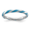 Lex & Lu Sterling Silver Stackable Expressions Twisted Blue Enameled Ring LAL11257 - Lex & Lu