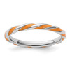 Lex & Lu Sterling Silver Stackable Expressions Twisted Orange Enameled Ring LAL11293 - Lex & Lu