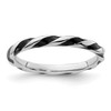 Lex & Lu Sterling Silver Stackable Expressions Twisted Black Enameled Ring LAL11305 - Lex & Lu
