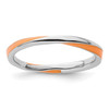 Lex & Lu Sterling Silver Stackable Expressions Twisted Orange Enameled Ring LAL11371 - Lex & Lu