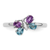 Lex & Lu Sterling Silver Stackable Expressions Polished BT & AM Butterfly Ring LAL11587- 4 - Lex & Lu