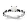 Lex & Lu Sterling Silver Stackable Expressions Antiqued White Agate Ring LAL11695 - Lex & Lu