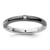 Lex & Lu Sterling Silver Stackable Expressions Polished Half White/Black Diamond Ring LAL11719 - Lex & Lu