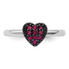 Lex & Lu Sterling Silver Stackable Expressions Cr Ruby Heart Ring LAL12145- 4 - Lex & Lu