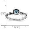 Lex & Lu Sterling Silver Stackable Expressions Checker-cut Aquamarine Antiqued Ring LAL12229- 5 - Lex & Lu