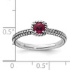 Lex & Lu Sterling Silver Stackable Expressions Checker-cut Cr Ruby Antiqued Ring LAL12247- 5 - Lex & Lu