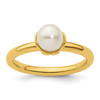 Lex & Lu Sterling Silver Stack Exp. White FW Cultured Pearl G/P Ring LAL12259 - Lex & Lu