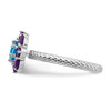 Lex & Lu Sterling Silver Stackable Expressions Amethyst and Blue Topaz Ring LAL12433- 3 - Lex & Lu