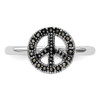 Lex & Lu Sterling Silver Stackable Expressions Marcasite Peace Sign Ring LAL12535- 4 - Lex & Lu