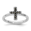 Lex & Lu Sterling Silver Stackable Expressions Marcasite Cross Ring LAL12541 - Lex & Lu