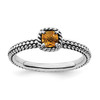 Lex & Lu Sterling Silver Stackable Expressions Checker-cut Citrine Antiqued Ring LAL12595 - Lex & Lu